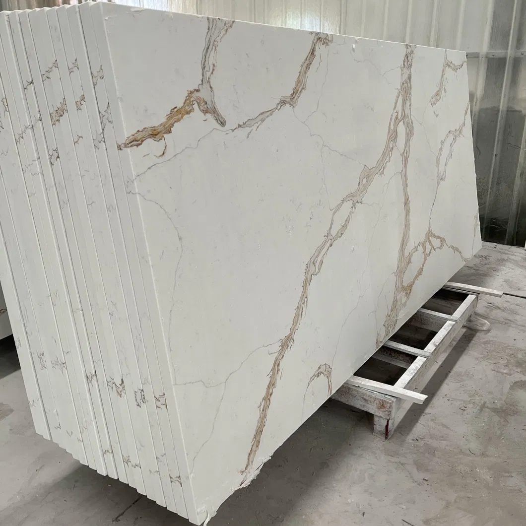 Hot Sale Factory Price Calacatta Gold Quartz Stone Countertops Slabs