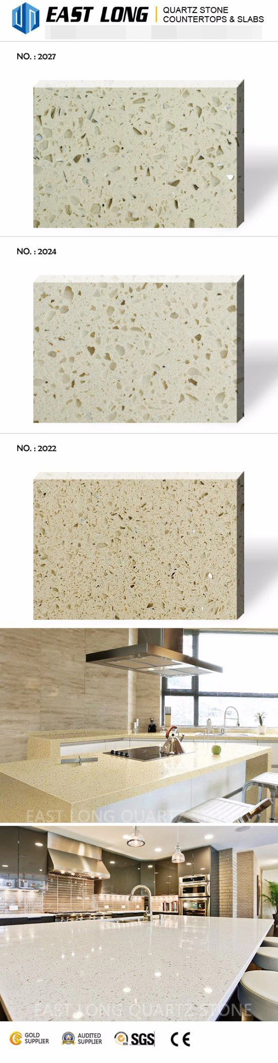 China Artificial White Single Glass Mirror Polished Quartz Stone Slabs for Kitchen Countertops